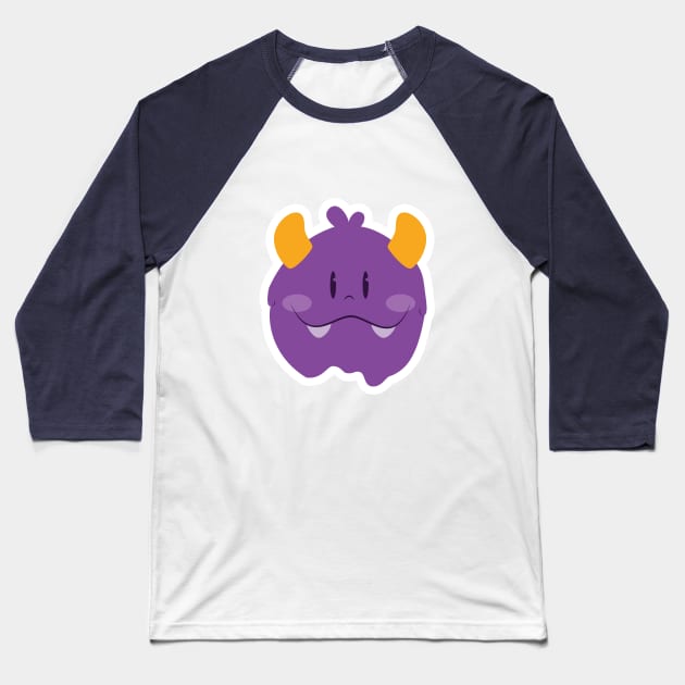 Purple Monster Baseball T-Shirt by evelyn.ilustra